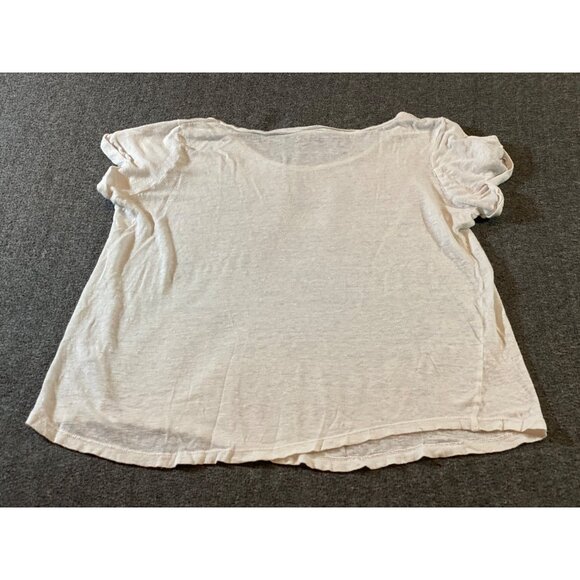 J Jill Linen White T Shirt Tee Top Rolled SS Women No Size Tag - Picture 8 of 10